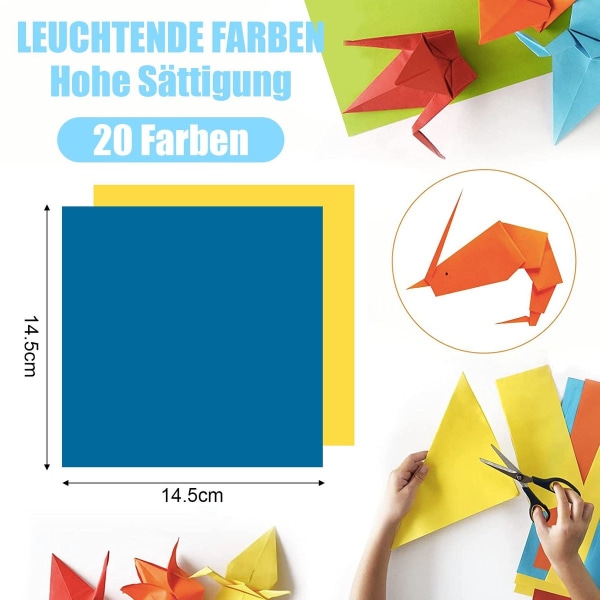 Färgat Origamipapper - Dubbelsidigt Handgjort (20 Färger)