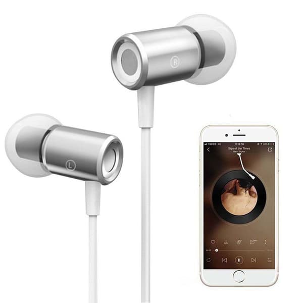 In-ear-hovedtelefoner, støjisolerende øretelefoner, hovedtelefoner sølv