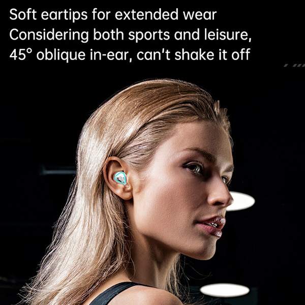 TWS Bluetooth 5.3 Earbuds Håndfri Hovedtelefoner Vandtætte Sølvfarvede