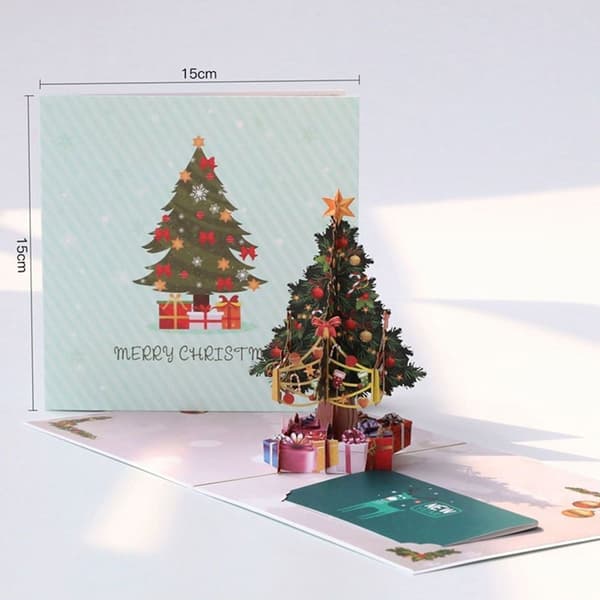 Julgranspop-up julkort 3D pop-up gratulationskort för vinterjul