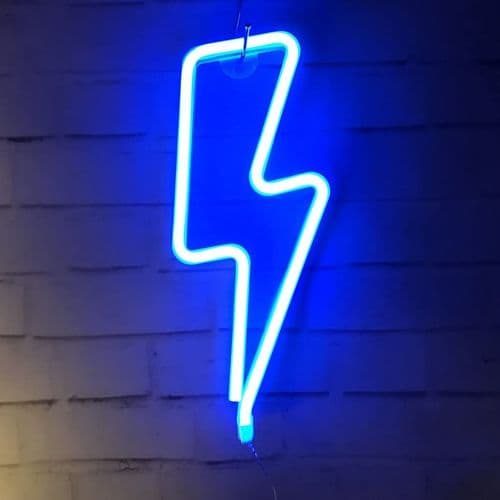 Søt lyn-skilt nattlys, LED lyn neonlys dekor blå lyn