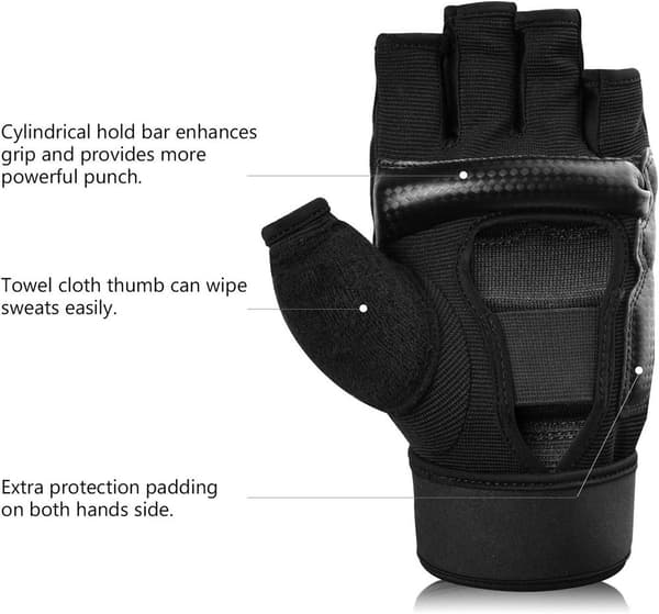 Inre Boxhandskar Muay Thai Tränings Elastiska Boxningsbandage Svart XL