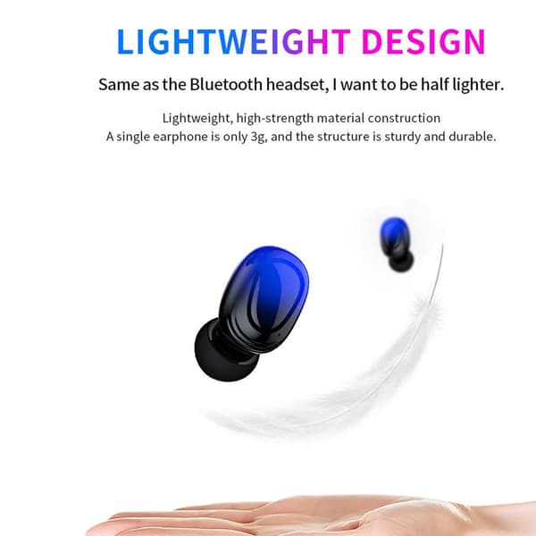 Trådløse Bluetooth 5.0 in-ear-hovedtelefoner, IPX7 vandtætte, sorte blå