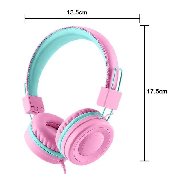 Hovedtelefoner til børn, kabelhovedtelefoner til piger, pink