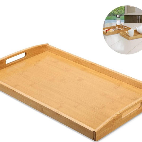 Tray serving tray bamboo wood - particularly stable and light