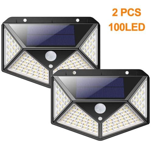 2-pack sollampor för utomhusbruk, 100 LED superljus sollampa för
