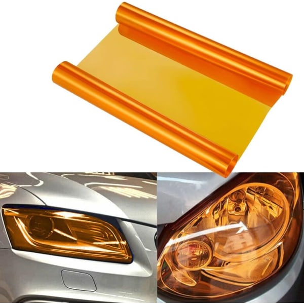 30 x 120 cm itsekiinnittyvä vinyylikalvo (oranssi) auton sumuvaloihin ja takavaloihin