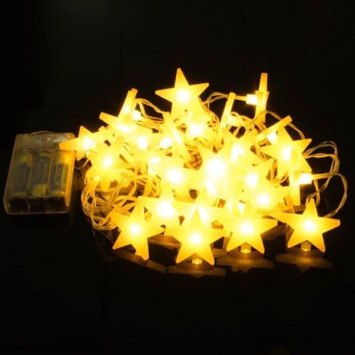 LED-feelysslynger stjerner 30 stk. batteridrevet til fest, have,