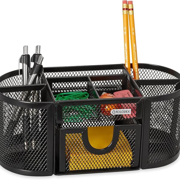 Mesh blyantskop organizer, fire rum, stål, 8,7\"x KLB