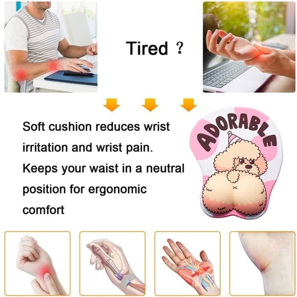 Dyremusematte med håndleddstøtte Sklisikker ergonomisk gel Teddy Bear