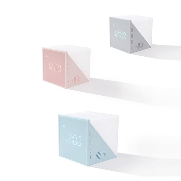 Rubiks kub-väckarklocka med LED-nattlampa USB-laddning Färgglad tecknad väckarklocka (Rosa)