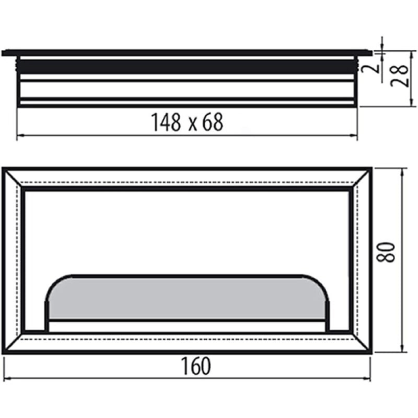 Firkantet kabeldæksel 80x 160mm til forsænket kabelarrangør i bordmøbler Sølv anodiseret aluminium kabeldæksel, sæt med 4 KLB