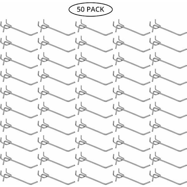 Stålpinnehullkroker (50 stk) - 10,5 cm - Metallkontorpinnehullkrok for organisering av arbeidsbenkverktøy og butikkhyller KLB