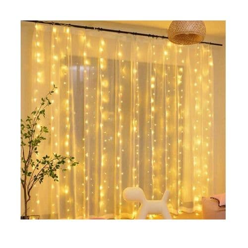 LED lysgardin, 3m x 2m 200 LEDS USB fe lysgardin, 8 tilstande med
