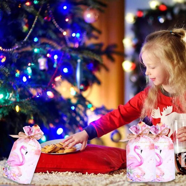 Julegaveposer med snøring, 50 stk julesnøre KLB
