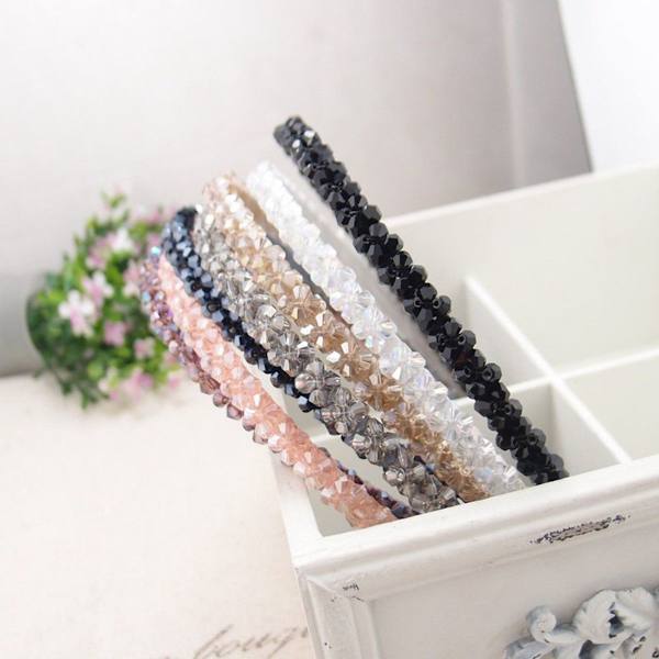 Pakke med 6 Bling Bling dobbelrader krystallrhinestone pannebånd for kvinner jenter tynne KLB