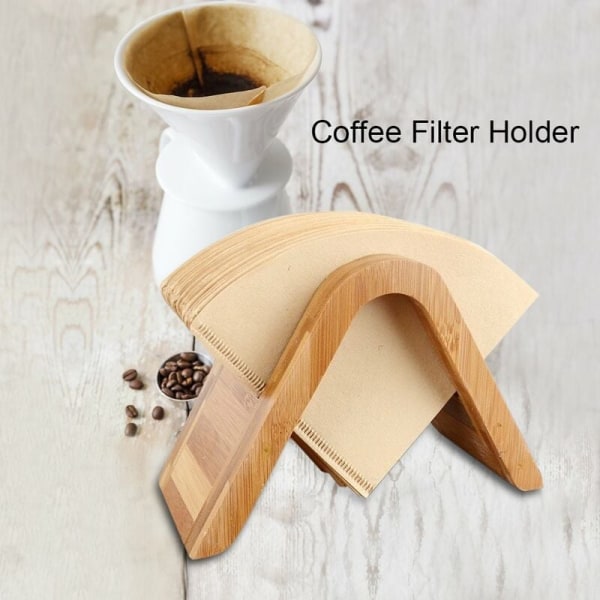 Kaffeholder i bambus, roterende kaffeholder i bambus til kaffefiltre, opbevaringshylde til kaffefiltre, dispenser til kaffefiltre, dispenser til kaffefiltre, KLB