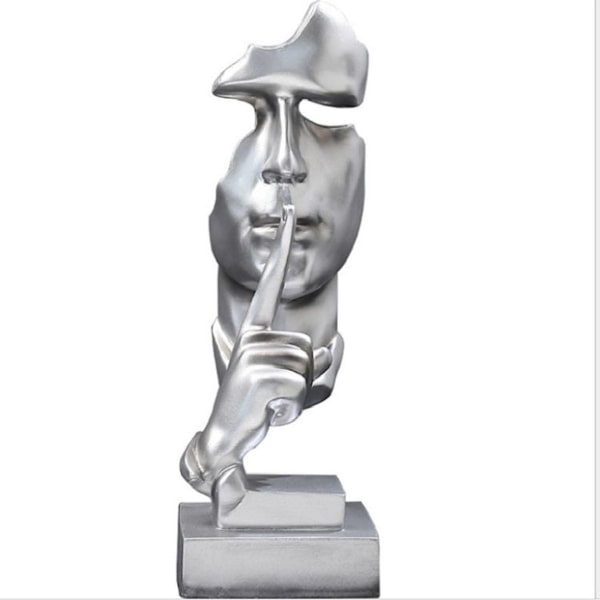 Tystnad är guld Abstrakt hartsfigur (Silver)