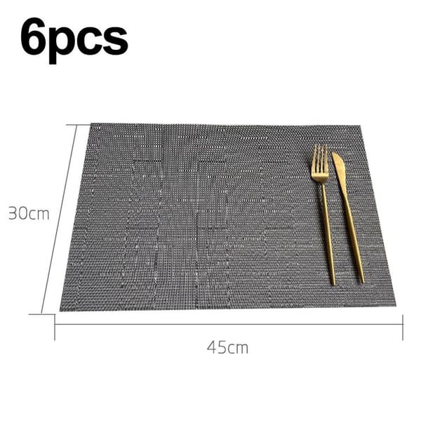 Rektangulära placemats för köksbord och matbord. Ljusgrå