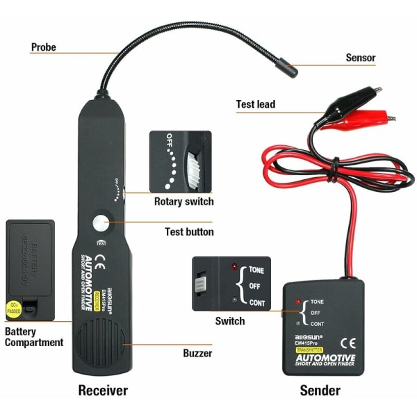 Pro Automotive Short and Open Finder Circuit Tester Wire Tracker Circuit Finder DC 6-42V Short Circuit Detector Tool Power Probe KLB