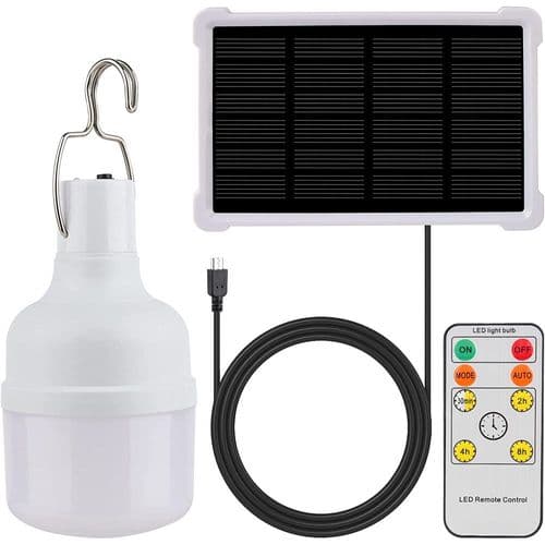 Pakke med 2 solcellelyspærer, TechKen solcellelampe LED-lyspære bærbar pære solcelle