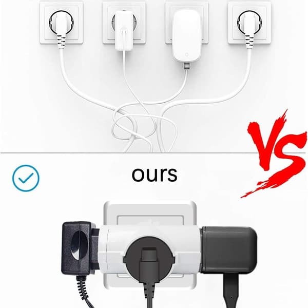 Tre-sidet stikkontakt-adapter, bærbar terningadapter-stikkontakt 3-i-1