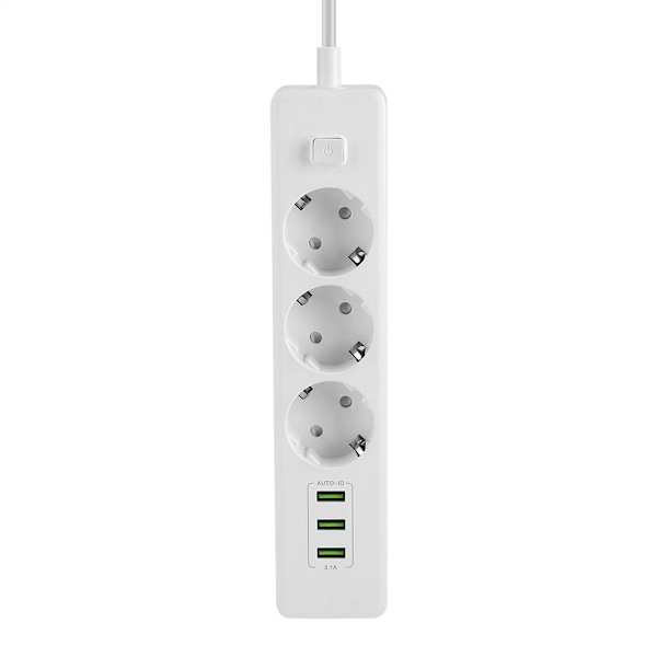 Smart USB-stikkontakt med EU-stik, 3 porte og 3 stik KLB