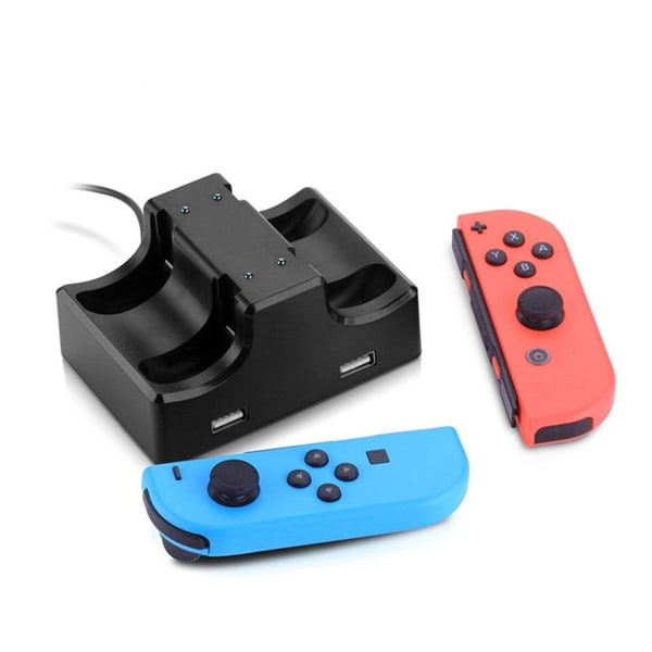 Nintendo Switch-lader med håndtak ladestasjon - 4 i 1, USB-kabel, 2 USB-porter KLB