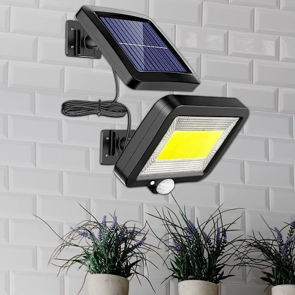 Solcelleflomlys med 100 LED, solcellelamper med bevegelsessensor, IP65 vanntett