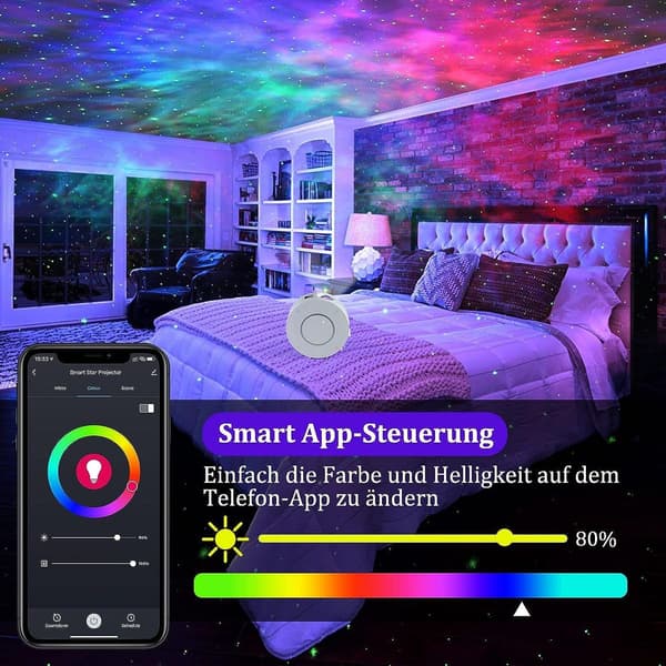 LED Smart Starry Sky Projector, Lampe for Barnas Fest Jul KLB