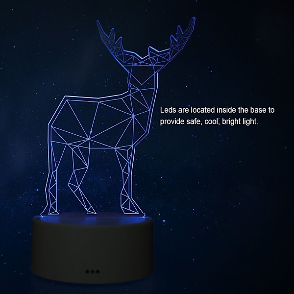 3D Elgmønster Natlys Akryl Panel Lampe Base + USB KLB