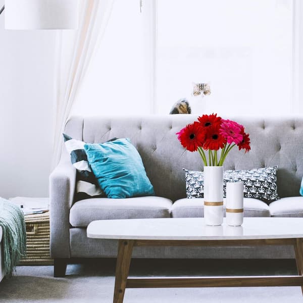 Hvit blomster vase sett - elegante hvite vaser til dekorasjon
