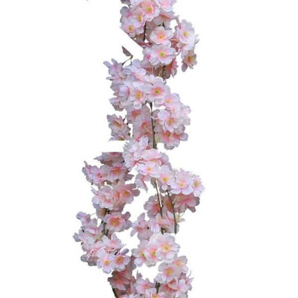 Kunstig kirsebærblomst guirlande lyserød 1,8 m, til bryllup fest, sæt af 2