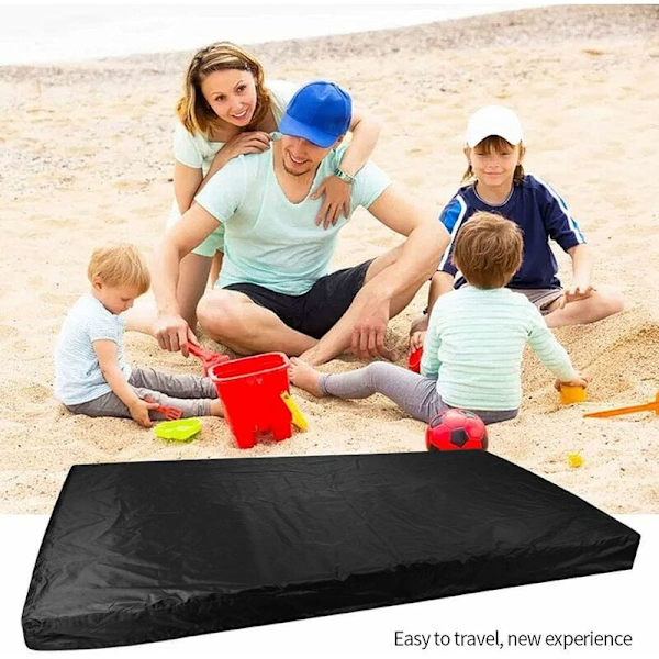 Støvsikker sandkasseovertræk med snøre, firkantet Oxford-stof presenning til sandkasse, swimmingpool, have eller gård（Sort, 180×180cm） KLB