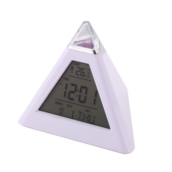 2 st Färgförändrande Pyramid Digital LCD Väckarklocka Termometer Temperatur Datum