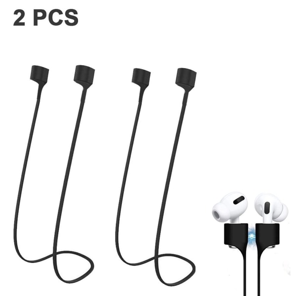 2 par Airpods-stropper kompatible for AirPods, svart stropp
