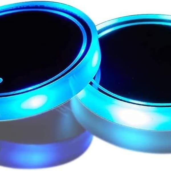 Bægerholder til bil med LED-lys, 7 farver, lysende kopholder, KLB