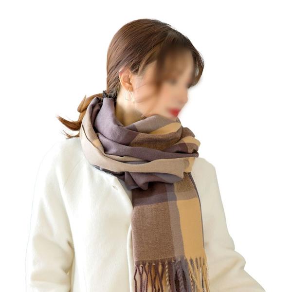 Supermjuk vinterscarf, 280g, klassisk kashmirkänsla, rutig kaffebrun