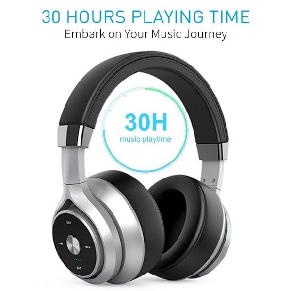 Aktiva brusreducerande Bluetooth-hörlurar över silver