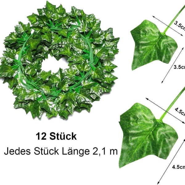 12x kunstig efeu guirlande efeu, 10M, LED fe lys KLB