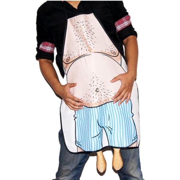 Köksförkläde Ett udda och bisarrt printed förkläde för mäns mage som används för matlagning och grillning