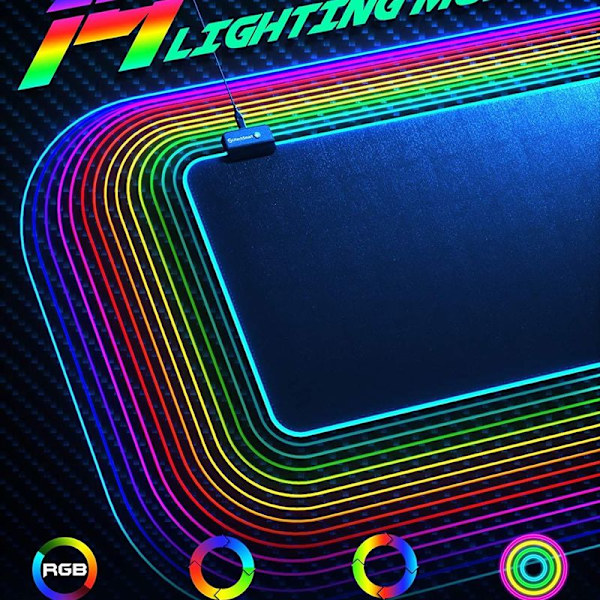 RGB Gaming Musematte Stor Utvidet Myk LED Musematte