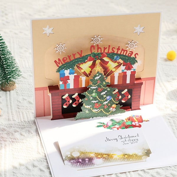God Jul Pop Up-kort, 3D Pop Up Hilsenkort til Jul, Pop Up Jul