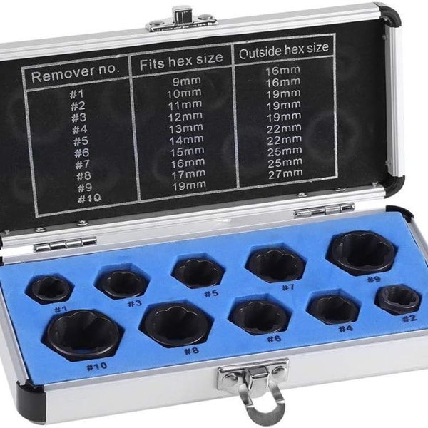 Møtrikfjerner - Pakke med 10 beskadigede skrue-møtrikfjerner KLB