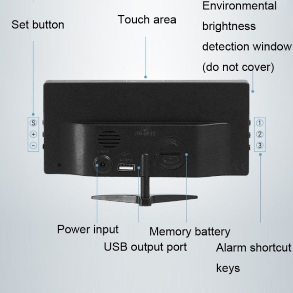 6615A LED Elektronisk Klokke Smart Digital Bordklokke (Blå)