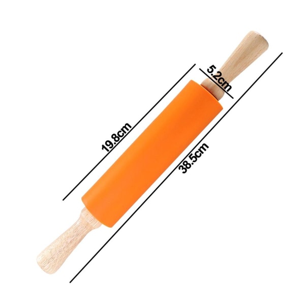 Silicone Rolling Pin for Baking - Non-stick wooden surface, orange KLB