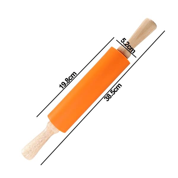 Silikone kagerulle til bagning - Non-stick træoverflade, orange KLB