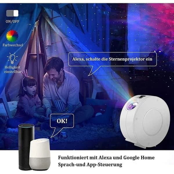 Alexa LED stjernehimmelprojektor, 3D Galaxy Smart LED stjerneprojektor