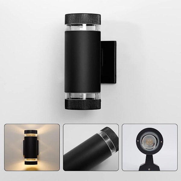 Moderne LED udendørs væglampe, ovalt design, høj/lav KLB
