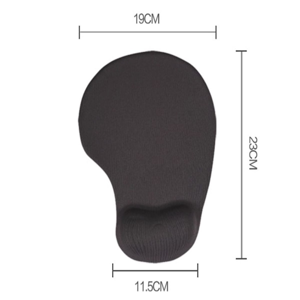 Musemåtte Memory Foam Håndledsstøtte Ergonomisk Skridsikker Mus Sort
